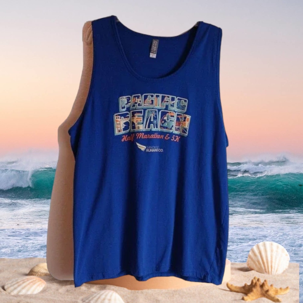 TANK TOP Half Marathon 5K SAN DIEGO Pacific Beach BLUE Men's Sz‎ L